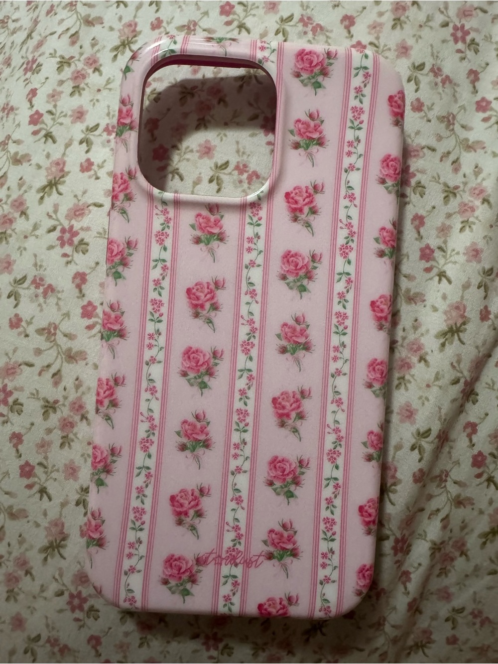 Pink Floral Rose Stripe iPhone Case
